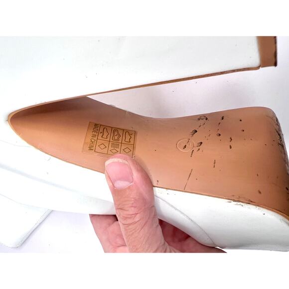 Pretty Little Thing White Platform Boots Size 7 Chunky Heels Square Toe Zip - Picture 15 of 15